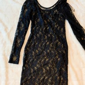 Sheer lace overlay dress